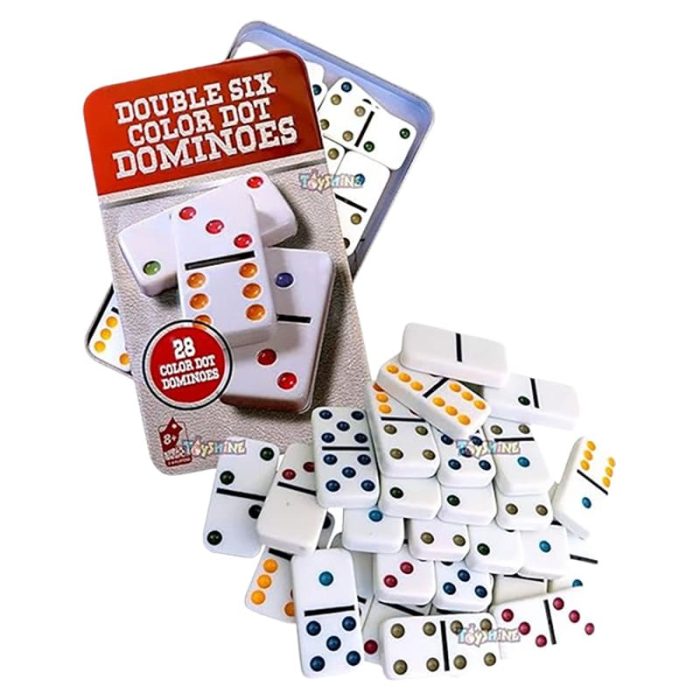 6 Color Dot Dominoes Game Set (Not in a tin box)