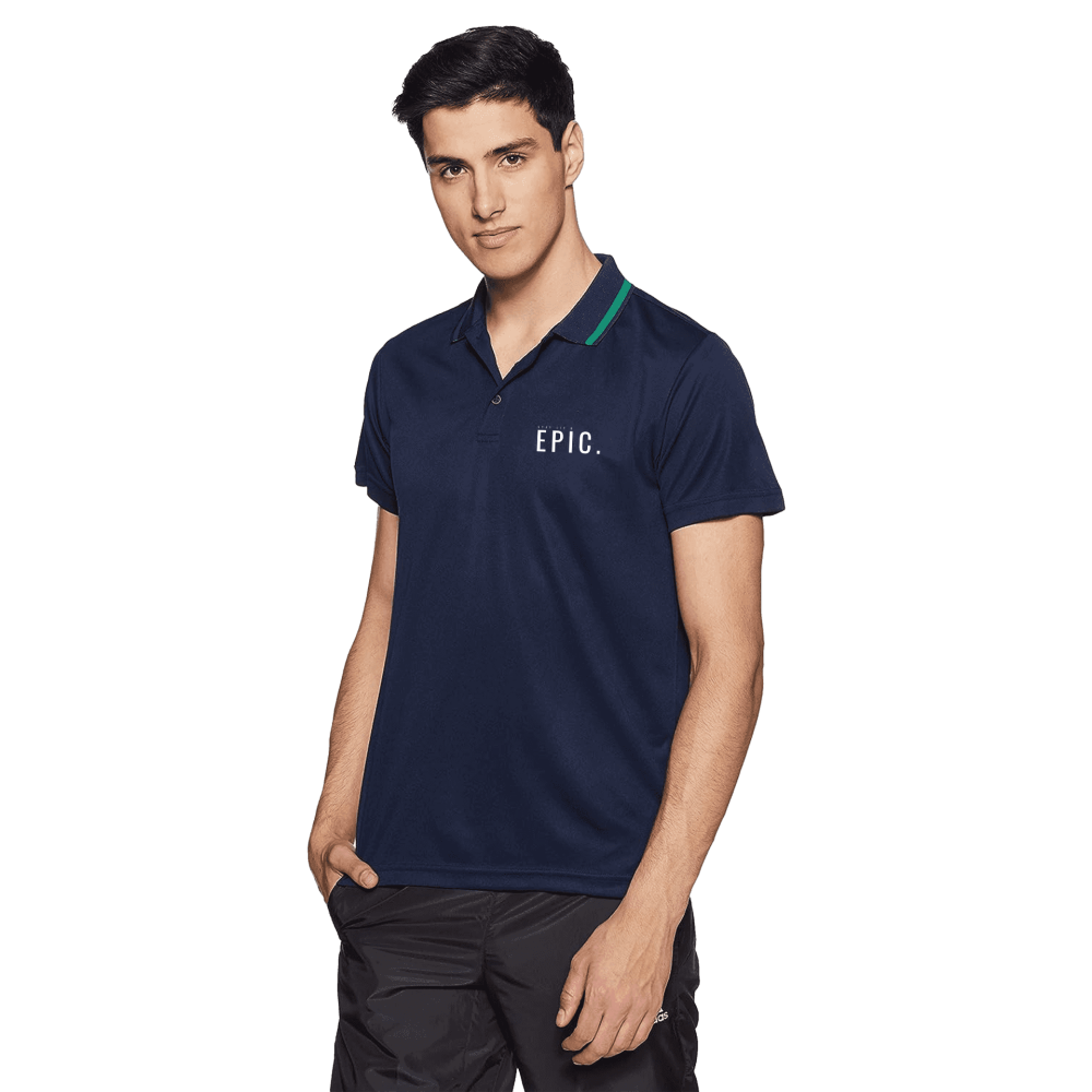 Adidas Dry-Fit Polo Neck Navy Blue T-Shirt