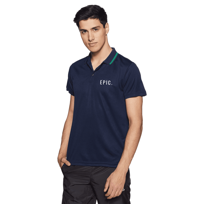 Adidas Dry-Fit Polo Neck Navy Blue T-Shirt