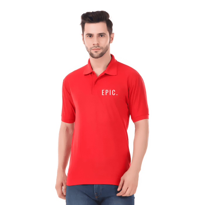 Adidas Dry-Fit Polo Neck Red T-Shirt