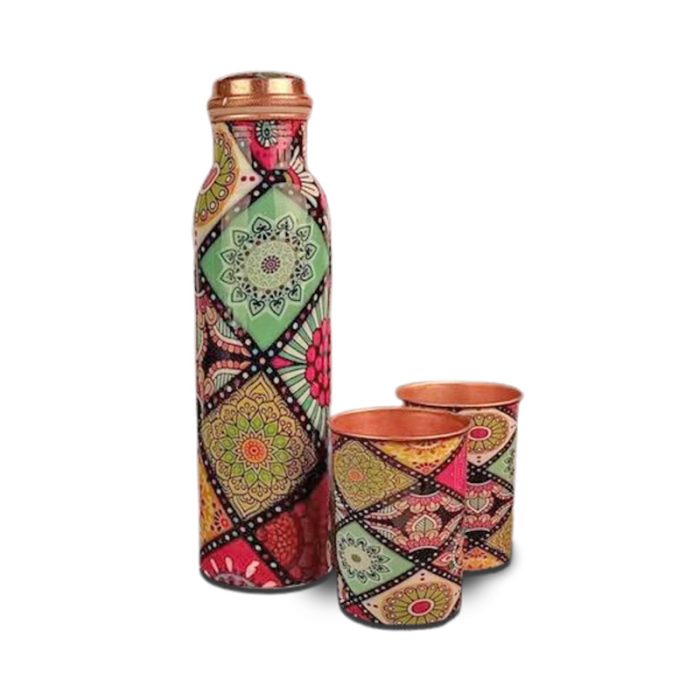 Copper Bottle with Glass Set