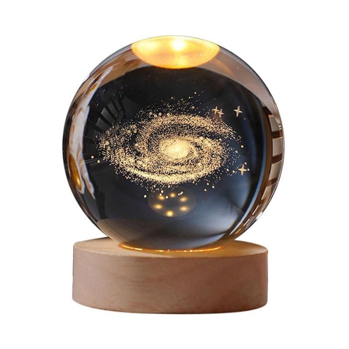 Crystal Ball Night Light with Wooden Base