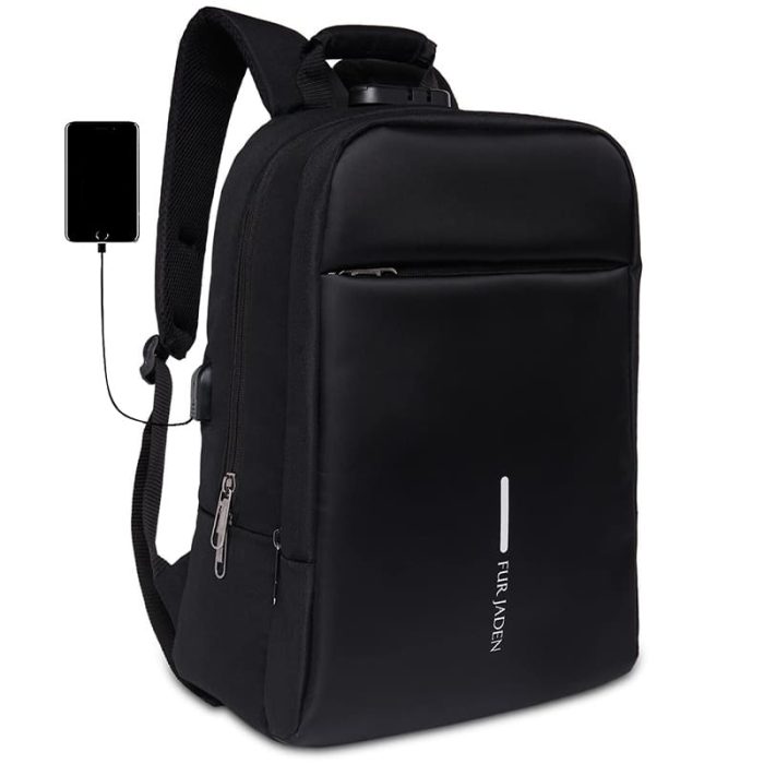 Fur Jaden Black Antitheft Backpack