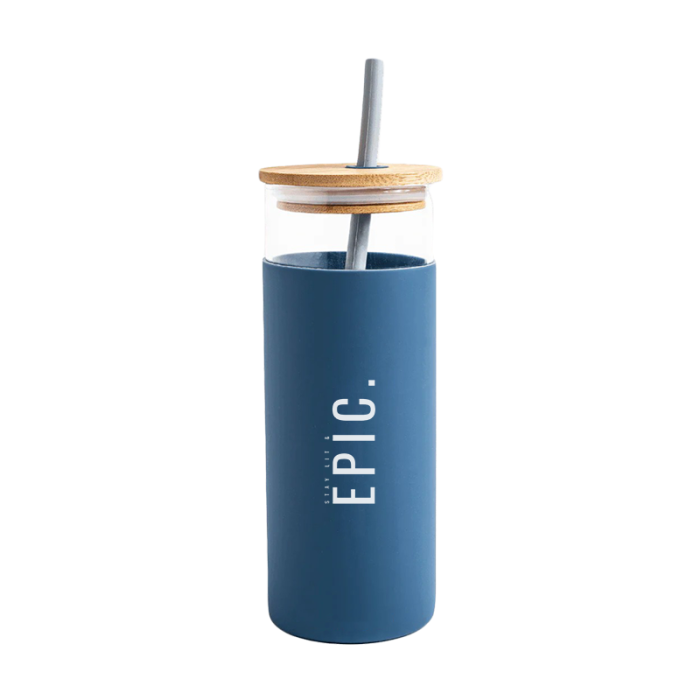 Glass Tumbler with Straw