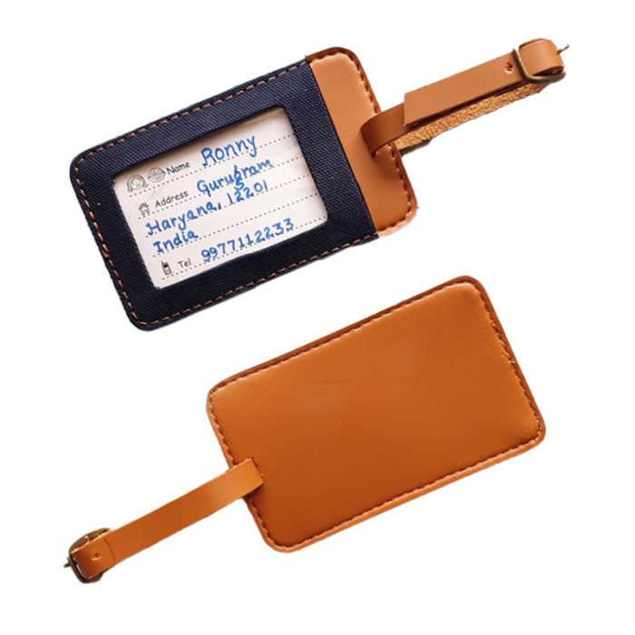 Leatherette Luggage Tag - Brown