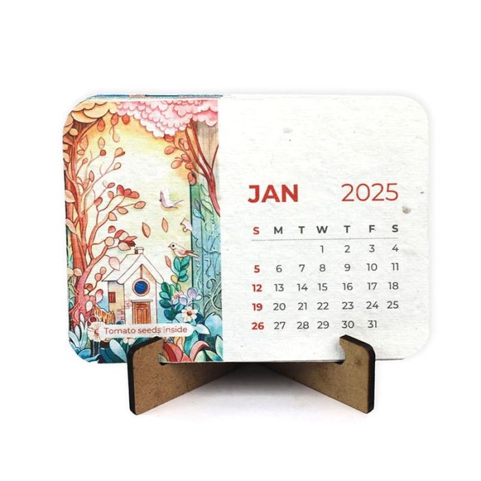 Plantable Calendar With Wooden Stand
