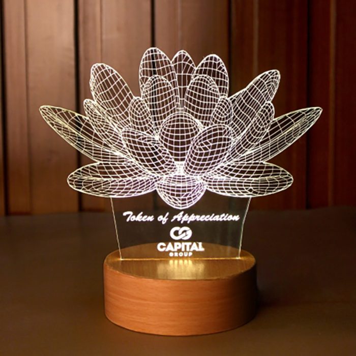 Lotus Acrylic Trophy with LED Base