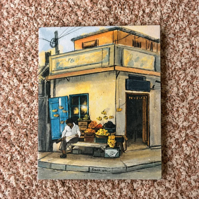 Corner Street by Neelparna Barman, Recycled Cotton Paper Notebook Artist Edition