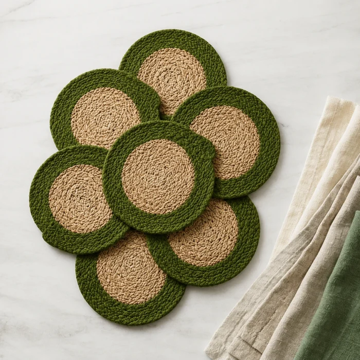 Loom & Lake Coasters | Water Hyacinth + Upcycled Cotton Rope